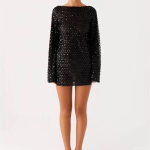 Peppermayo Edessa Sequin Mini Dress in Black